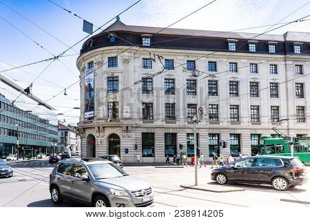 BASEL, SWITZERLAND - June 16, 2017: Tourists on foot Graben Street in Basel,Switzerland