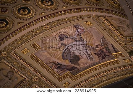 Budapest, Hungary - August 20, 2017:interior In The Basilica Of St. Istvan In Honor Of St. Istvan Da