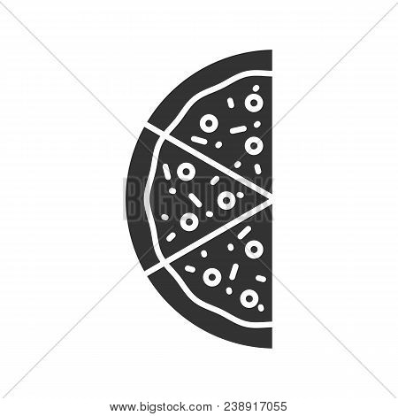 Half Of Pizza Glyph Icon. Silhouette Symbol. Pizzeria Sogn. Negative Space. Vector Isolated Illustra