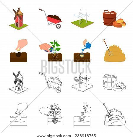 Garden, Ecology, Farmingand Other  Icon In Cartoon, Outline Style. Feed, Plot, Farmicons In Set Coll