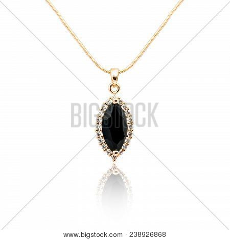 Black Spinel Diamond Pendant Isolated On White Background