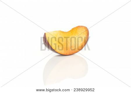 Red Blue Plum One Slice Isolated On White Background