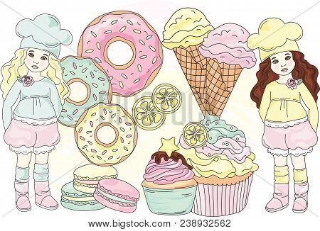 Glitter Clip Arts Sweet Life Color Vector Illustration Magic Beautiful Picture Paint Drawing Set Scr