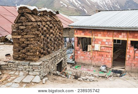 Construction Of A House In The Mountain Village Of Khinalig, Azerbaijan