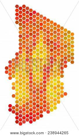Chad Map. Vector Hex-tile Territorial Map Drawn With Orange Color Variations. Impressive Chad Map Mo