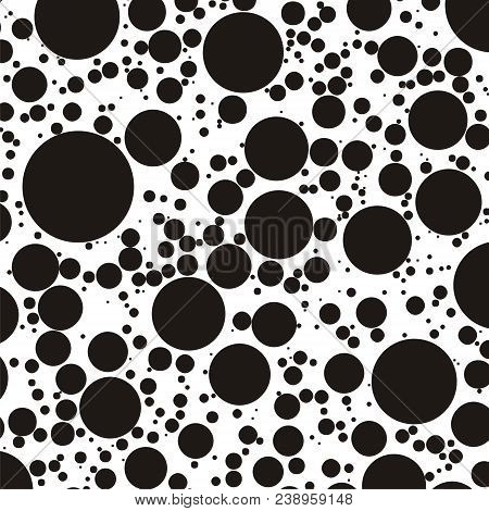 Pattern With Circles, Peas Of Different Sizes Randomly, Randomly Scattered On A White Background. Bl
