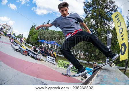 LOULE, PORTUGAL - APRIL 29, 2018: Tiago Pinto during the 1st Stage DC Skate Challenge by Moche.