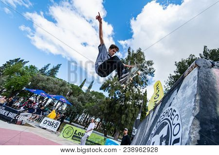 LOULE, PORTUGAL - APRIL 29, 2018: Tiago Pinto during the 1st Stage DC Skate Challenge by Moche.