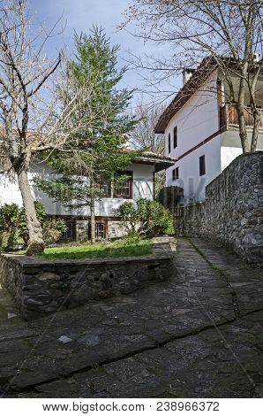 Blagoevgrad, Bulgaria - March 17, 2018: Ancient Residential District With Narrow Alley And Authentic