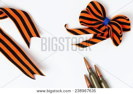 Bant St. George Ribbons And Cartridges Isolated On White Background As A Symbol.