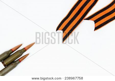 Bant St. George Ribbons And Cartridges Isolated On White Background As A Symbol.