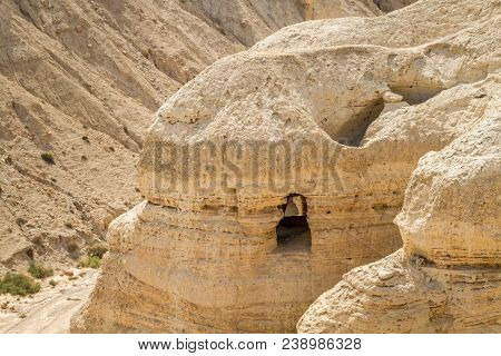 Qumran Caves In Qumran National Park, Where The Dead Sea Scrolls Were Found