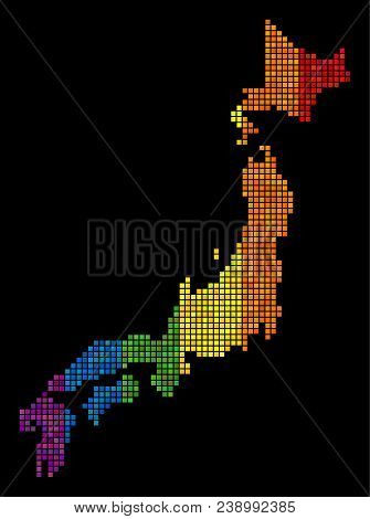 Colorful Lgbt Japan Map For Lesbians, Gays, Bisexuals, And Transgenders. Vector Territory Map In Lgb