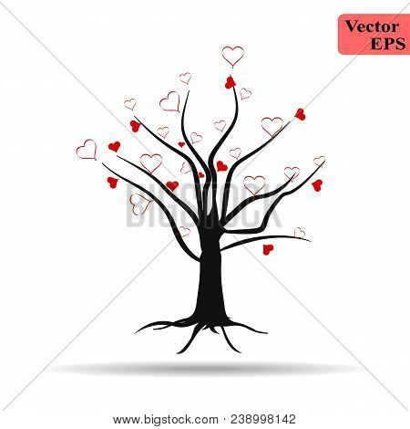 Vector Heart Tree And Heart Watering Can Isolated On White Background Eps10
