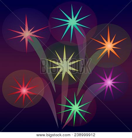 Abstract Fireworks In The Form Of Stars.