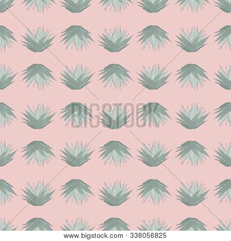 Vector Pink Green Succulent Seamless Pattern Print Background.