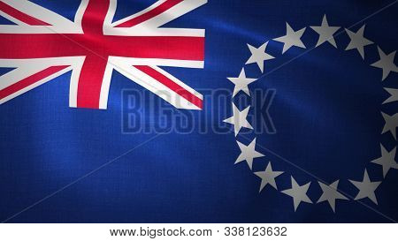 Cook Islands Flag Waving With The Wind, 3d Illustration.