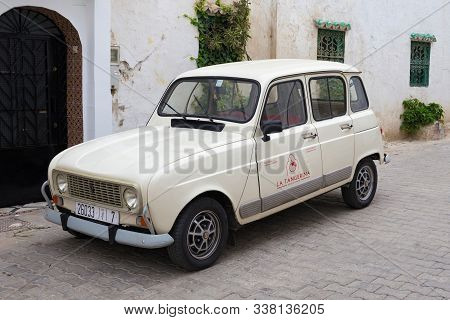 Tangier, Morocco - May 26, 2017: Renault 4gtl Car In Historical Part Of Tangier, Northern Morocco. T