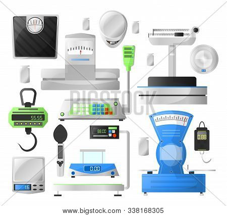 Weighting Scales Collection Of Traditional Mechanical And Modern Digital Devices