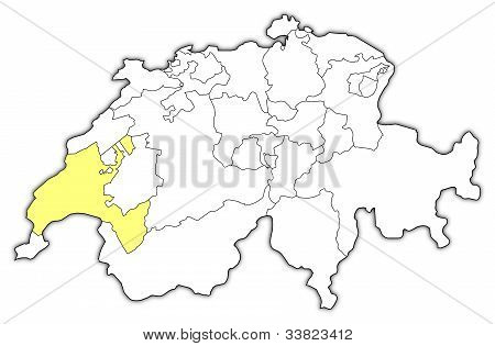 Mapa Swizerland, Vaud, wyróżnione