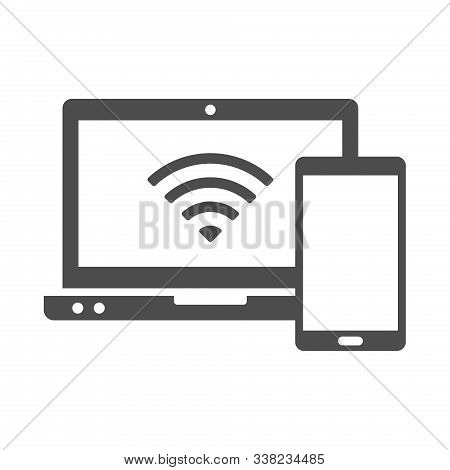 Smart Devices Vector Icon Isolated On White Background. Laptop And Smartphone Wireless Connection Ic
