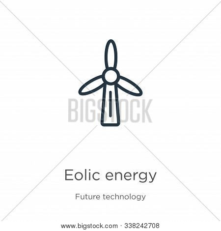 Eolic Energy Icon. Thin Linear Eolic Energy Outline Icon Isolated On White Background From Future Te
