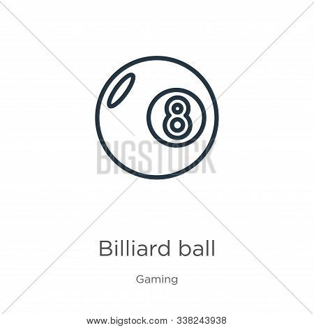 Billiard Ball Icon. Thin Linear Billiard Ball Outline Icon Isolated On White Background From Gaming 