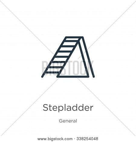 Stepladder Icon. Thin Linear Stepladder Outline Icon Isolated On White Background From General Colle