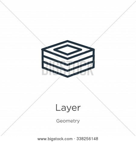 Layer Icon. Thin Linear Layer Outline Icon Isolated On White Background From Geometry Collection. Li