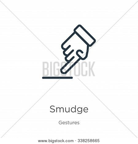 Smudge Icon. Thin Linear Smudge Outline Icon Isolated On White Background From Gestures Collection. 