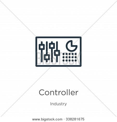 Controller Icon. Thin Linear Controller Outline Icon Isolated On White Background From Industry Coll