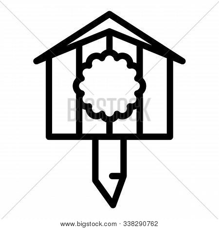 Drawing Bird House Icon. Outline Drawing Bird House Vector Icon For Web Design Isolated On White Bac