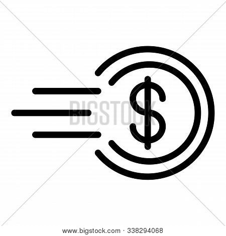 Fast Money Delivery Icon. Outline Fast Money Delivery Vector Icon For Web Design Isolated On White B