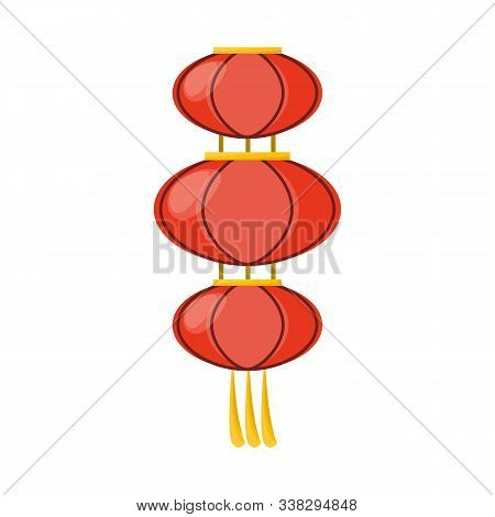 Vector Illustration Of Lantern And Paper Symbol. Set Of Lantern And Ornament Vector Icon For Stock.