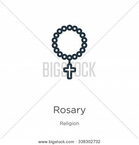 Rosary Icon. Thin Linear Rosary Outline Icon Isolated On White Background From Religion Collection. 