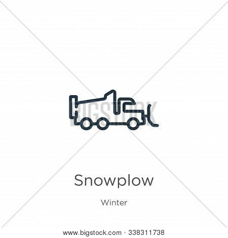 Snowplow Icon. Thin Linear Snowplow Outline Icon Isolated On White Background From Winter Collection
