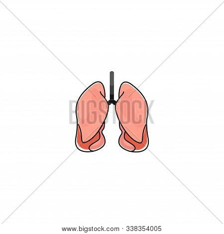 Human Respiratory System Color Icon. Human Lungs Contour Illustration