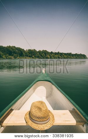 Bow Of A Canue On The River Sava Near Belgrade , Serbia, Canoeing Concept