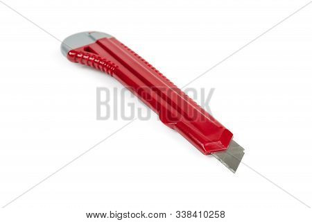 Dark Red Office Stationery Cutter Knife With Locking Device And Snap-off Blade, View From Blade Side