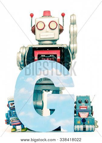Big letter G  cloud computing 