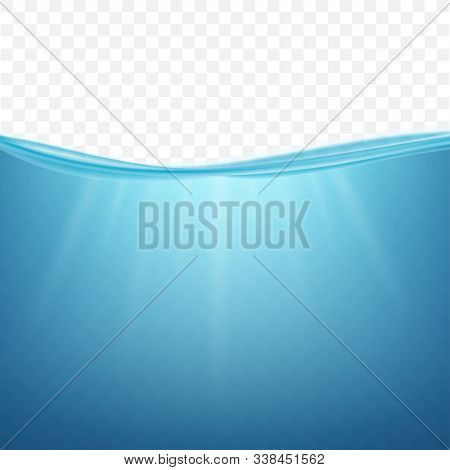 Underwater Ocean. Water Surface. Natural Background. Vector Stock Illustration.