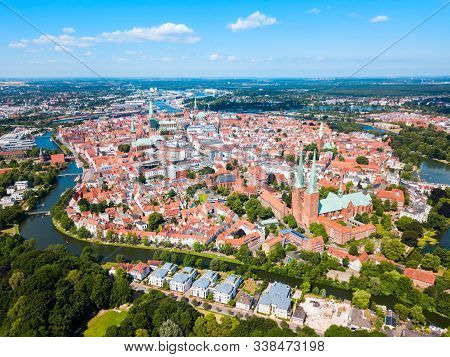 Aerial View Of The Lubeck Old Town In Germany
