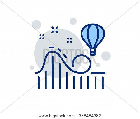Roller Coaster Line Icon. Amusement Park Sign. Carousels Symbol. Linear Design Sign. Colorful Roller