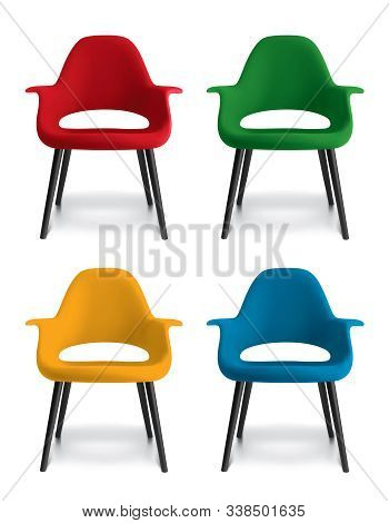 Chair Isolated On White. Set. 3d Vector Illustration