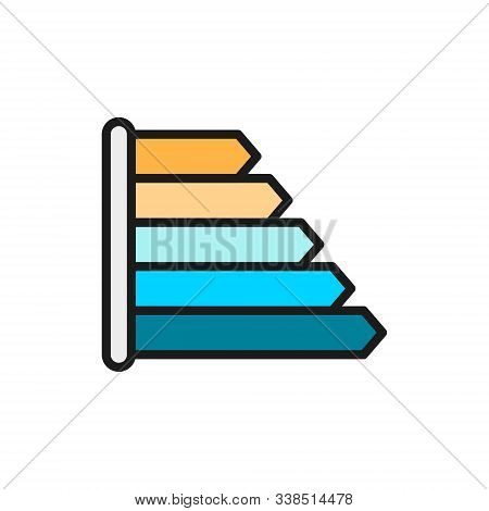 Energy Label For Refrigerator, Energy Efficiency Classes Flat Color Line Icon.