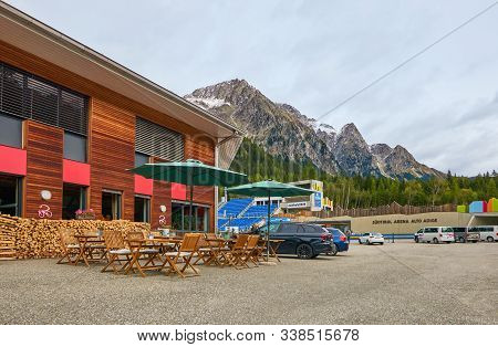 Anterselva, Italy - October 2019: Cafe At Antholz Biathlon Arena