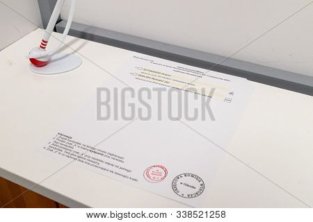 Pruszcz Gdanski, Poland - October 13, 2019: Voting Card In Polish Elections For Senate.