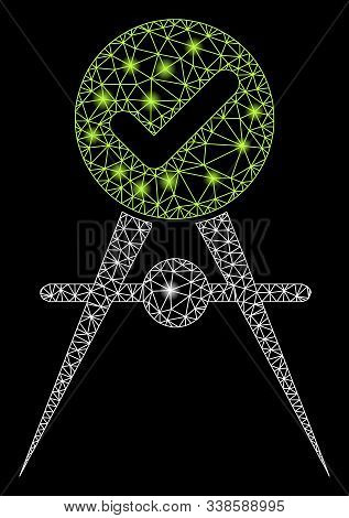 Flare Mesh Quality Control With Glare Effect. Abstract Illuminated Model Of Quality Control Icon. Sh