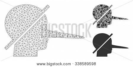 Mesh No Liars Model With Triangle Mosaic Icon. Wire Carcass Polygonal Mesh Of No Liars. Vector Compo