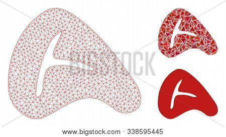 Mesh Meat Steak Model With Triangle Mosaic Icon. Wire Carcass Polygonal Mesh Of Meat Steak. Vector C